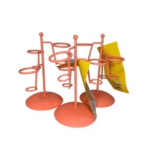 Sun Squad Coral Metal Ice Cream Cone Holder Kitchen Organizer Display Set Of 3